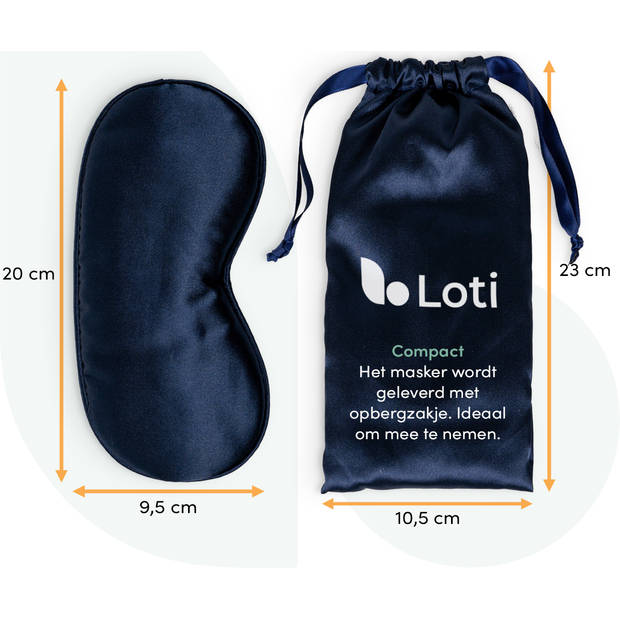 Loti Premium Zijden Slaapmasker + Opbergzakje - 100% Verduisterend Oogmasker – Blauw