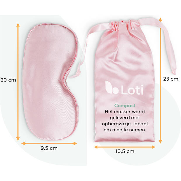 Loti Premium Zijden Slaapmasker + Opbergzakje - 100% Verduisterend Oogmasker – Roze