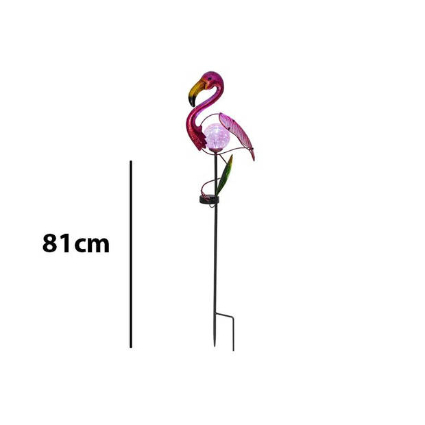 HI Flamingo tuinlamp - Werkt op zonne-energie - 20 x 8,5 x 81 cm