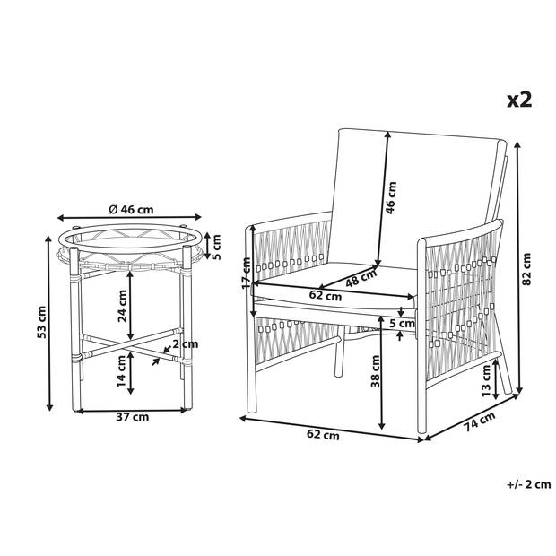 Beliani LEVICO - Bistroset-Wit-Aluminium