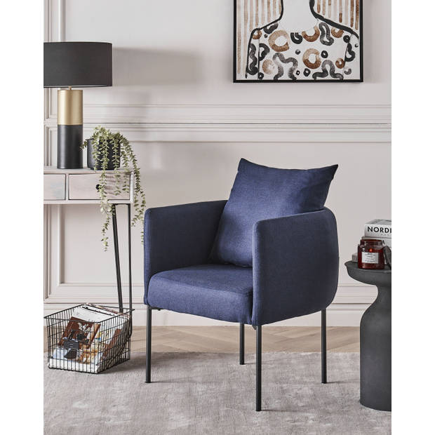 Beliani MALMOS - Fauteuil-Blauw-Kunstlinnen