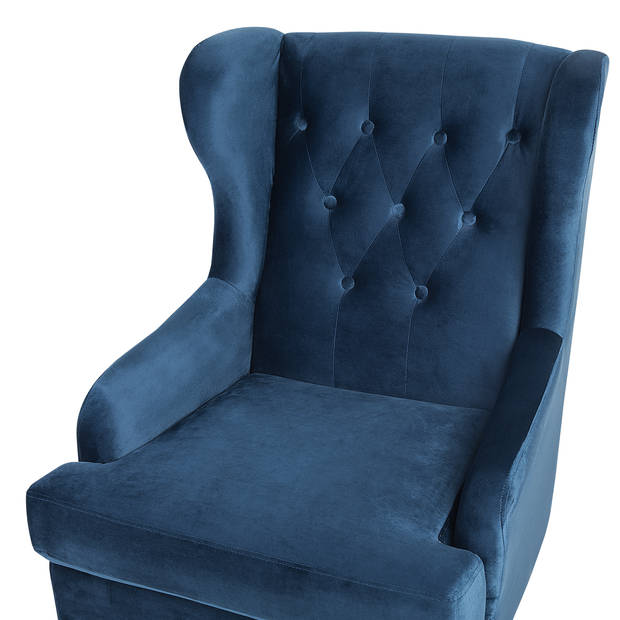 Beliani ALTA - Fauteuil-Blauw-Fluweel