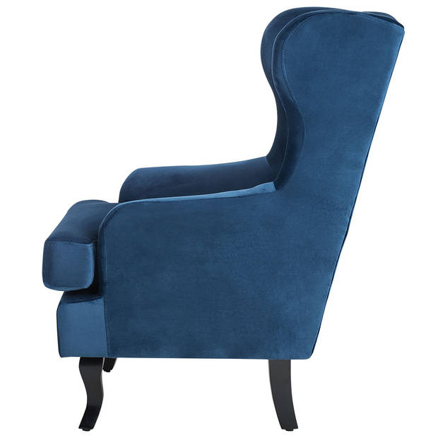 Beliani ALTA - Fauteuil-Blauw-Fluweel