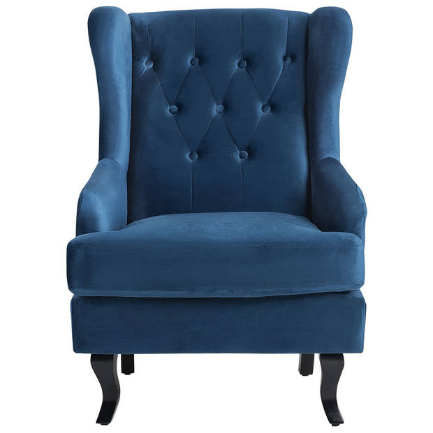 Beliani ALTA - Fauteuil-Blauw-Fluweel