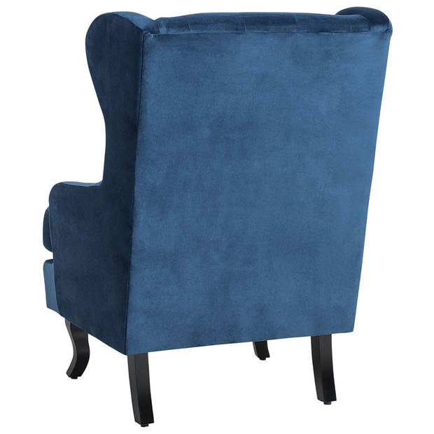 Beliani ALTA - Fauteuil-Blauw-Fluweel