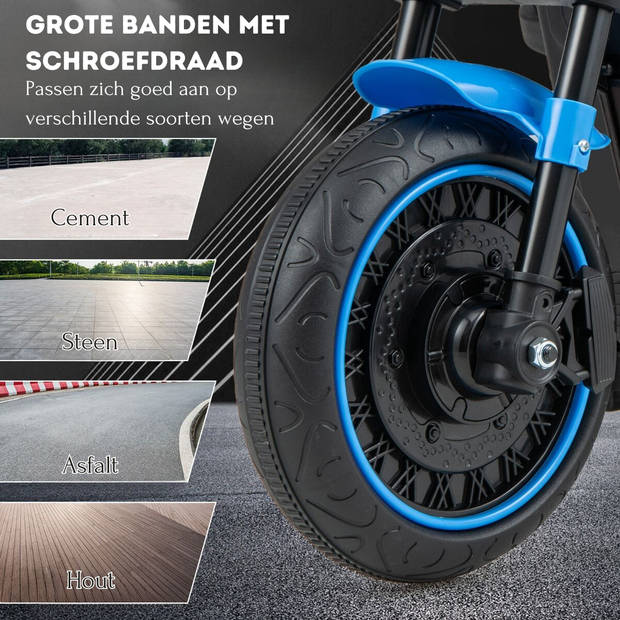 Costway Elektrische Motorfiets Chopper voor Kinderen 6V 1,5-2,5 km/u Blauw - Accuvoertuig