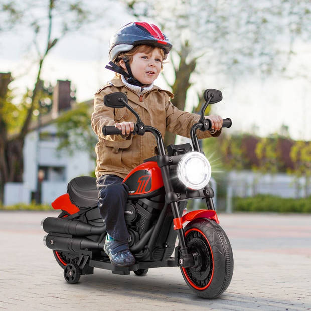 Costway Elektrische Motorfiets Chopper voor Kinderen 6V 1,5-2,5 km/u Rood - Accuvoertuig