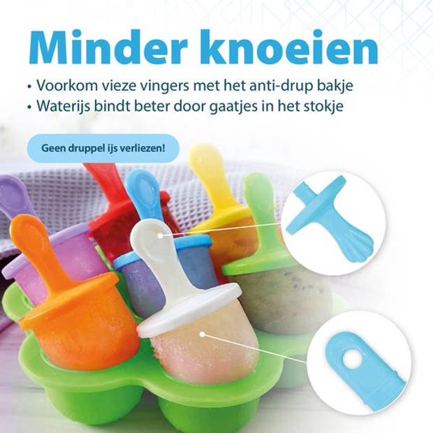 Perow ijsvormpjes Mini - 7 Stuks - BPA en Chemicaliën Vrij Silicone IJshouder - 7 Kleuren - IJslolly Vormen