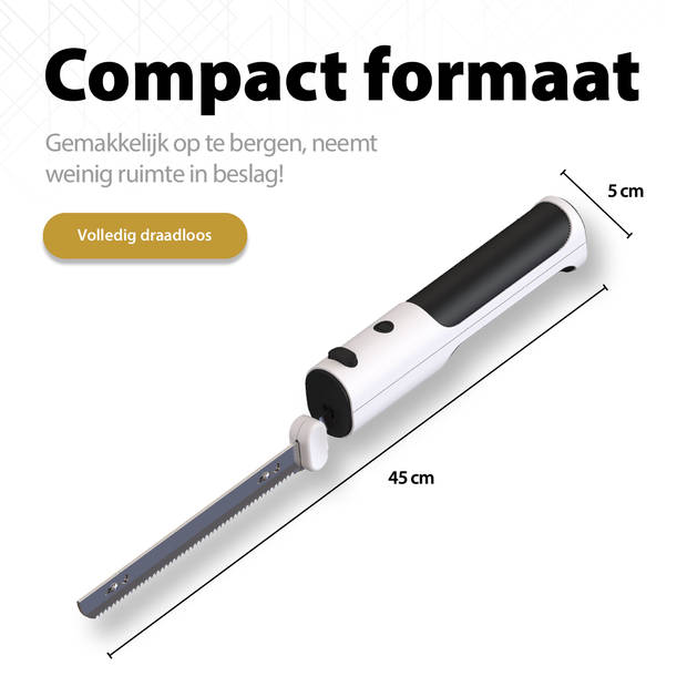 Perow Elektrisch Mes - Wit - Elektrisch Broodmes - Broodsnijder - Broodsnijder Hulpmiddel - Draadloos