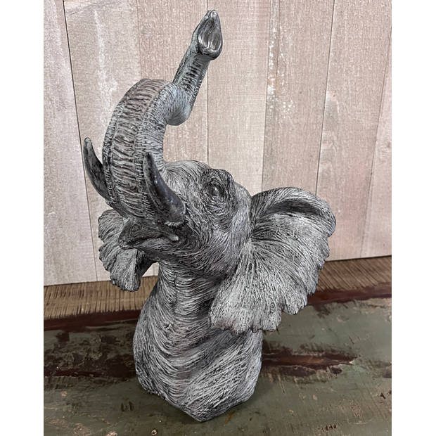 Carter Grey poly elephant head - Deoratie olifantenkop - 24x30x44 cm