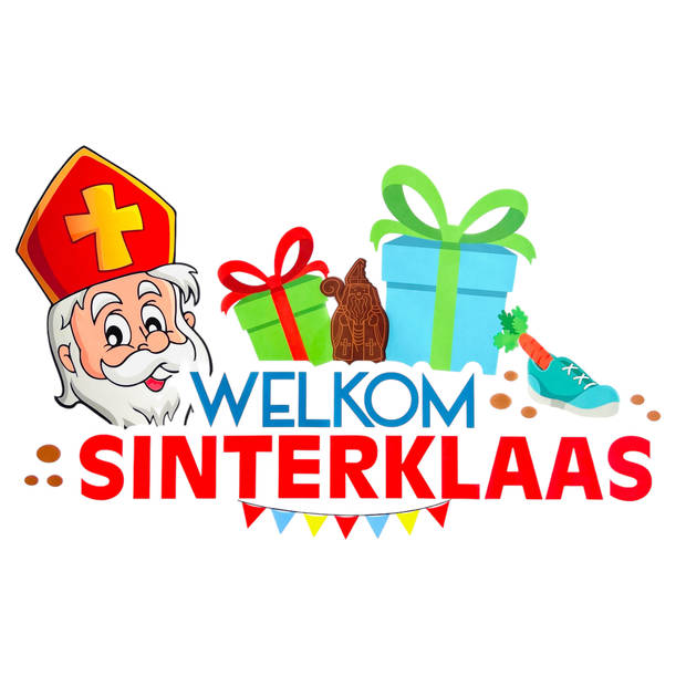 Sinterklaas - Statische Raamstickers - Herbruikbaar - 2 grote vellen met 16 Stickers