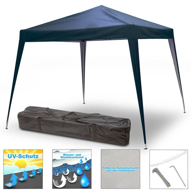 Partytent opvouwbaar / Vouwtent Paviljoen 330x330 cm - Marineblauw