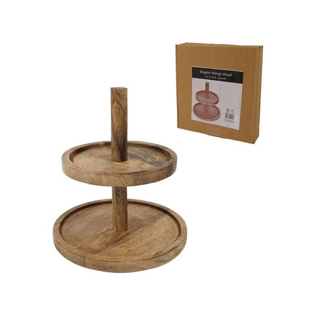 FoodSafe Etagére 2 laags - Mango Hout - 25 x 28 cm