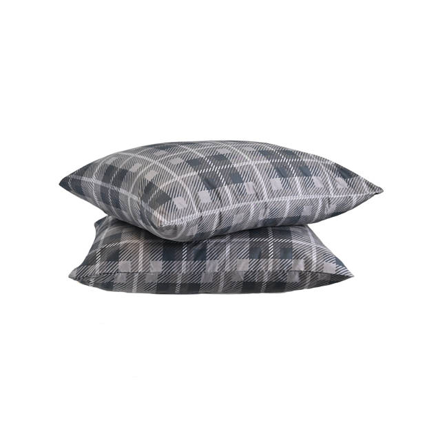 HappyBed Grey flanel 60x70 - kussensloop set 2 stuks - 100% microvezel - Met rits sluiting