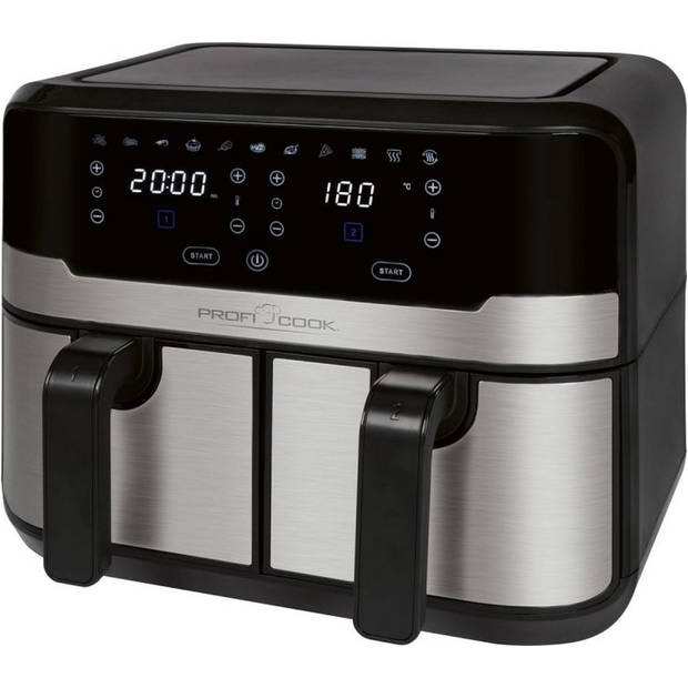 ProfiCook FR 1242 H - Dubbele Heteluchtfriteuse - Airfryer - 2x4,5 liter - 2400W