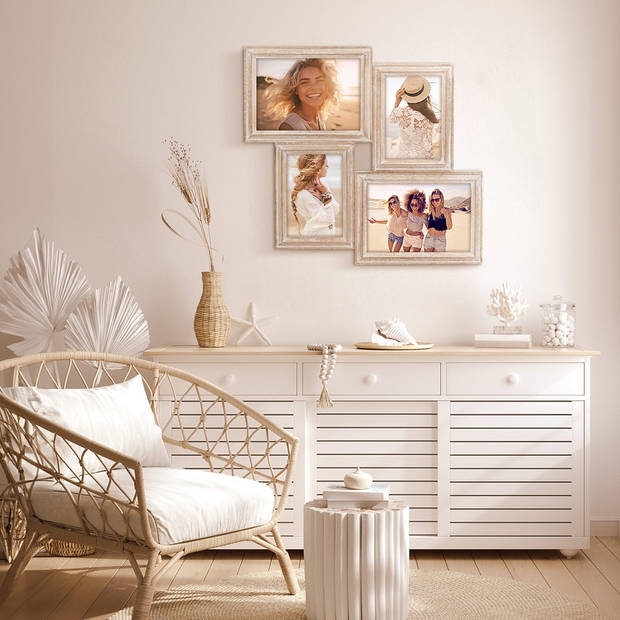 ZEP - Houten Multi Fotolijst Rosel 4Q Bruin 2x 10x15 en 2x 13x18 cm (39x37 cm) - AC446B