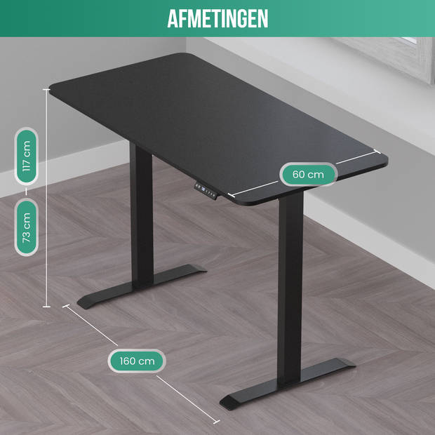 Avalo Zit Sta Bureau Elektrisch Verstelbaar - 160x60 CM - Zwart - Elektrisch Bureau