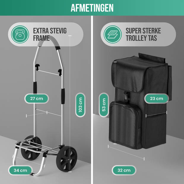 Avalo Boodschappentrolley met Koelvak - Opvouwbaar - Afneembare Boodschappentas - Boodschappenwagen