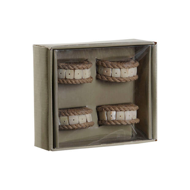 Servetring DKD Home Decor Natuurlijk Jute Hars Aluminium 6 x 3 x 6 cm 4 Onderdelen