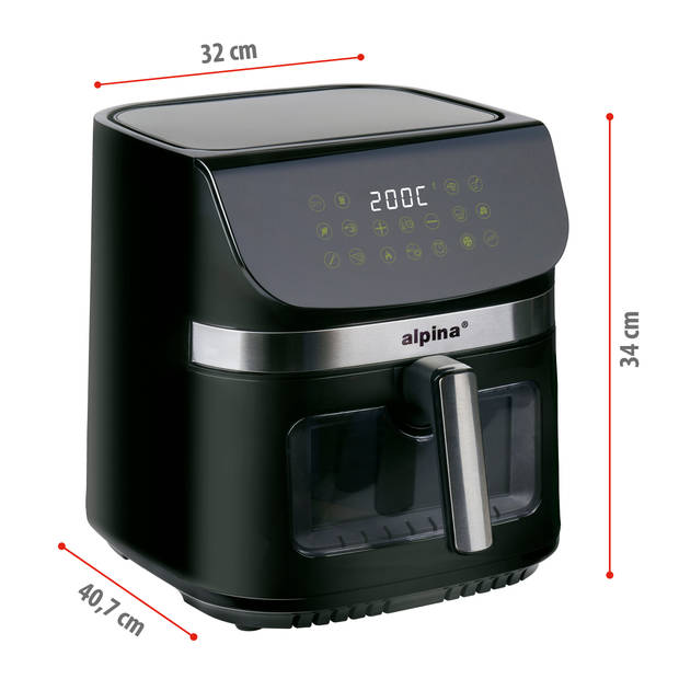 alpina Airfryer XXL - Heteluchtfriteuse 9L - Air Fryer met Digitaal Display - Hetelucht Friteuse