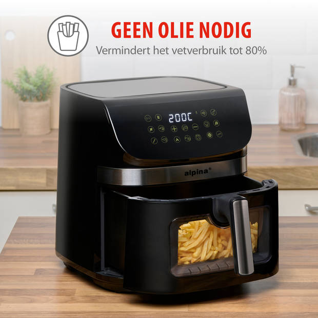 alpina Airfryer XXL - Heteluchtfriteuse 9L - Air Fryer met Digitaal Display - Hetelucht Friteuse