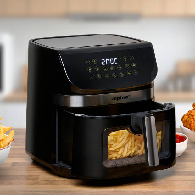 alpina Airfryer XXL - Heteluchtfriteuse 9L - Air Fryer met Digitaal Display - Hetelucht Friteuse