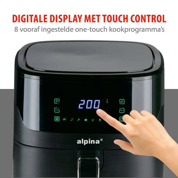 alpina Digitale Airfryer XL - Heteluchtfriteuse 6L - Air Fryer voor 4 tot 6 Personen - Hetelucht Friteuse