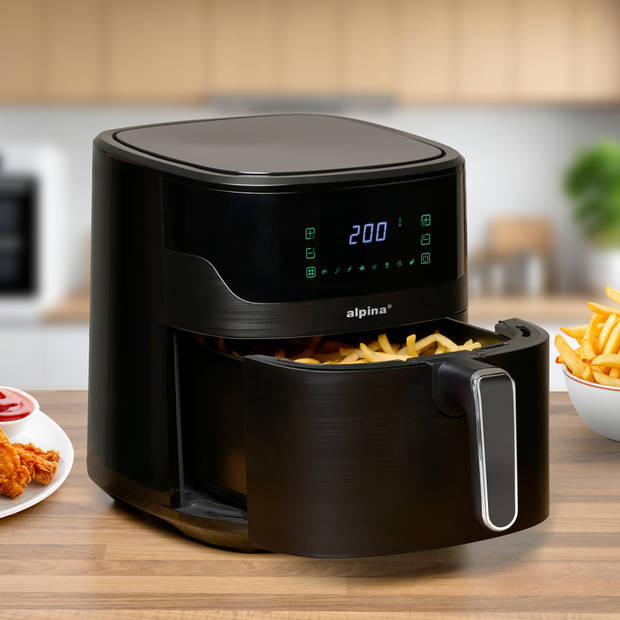 alpina Digitale Airfryer XL - Heteluchtfriteuse 6L - Air Fryer voor 4 tot 6 Personen - Hetelucht Friteuse