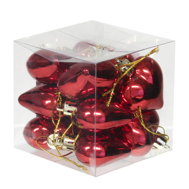 Othmar Decorations Kersthangers hartjes - 12x - 4 cm - rood - Kersthangers