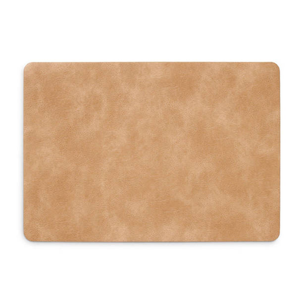 Zeller Placemats - lederlook - lichtbruin - 42 x 30 cm - tafel dekken - onderleggers - Placemats