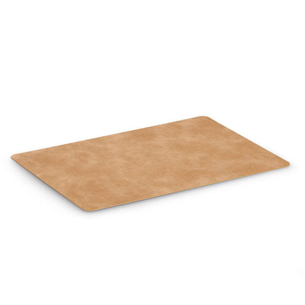 Zeller Placemats - lederlook - lichtbruin - 42 x 30 cm - tafel dekken - onderleggers - Placemats