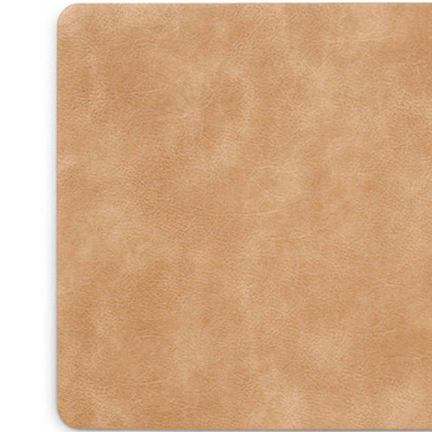 Zeller Placemats - lederlook - lichtbruin - 42 x 30 cm - tafel dekken - onderleggers - Placemats