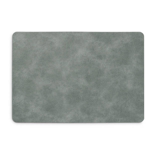 Zeller Placemats - lederlook - grijs - 42 x 30 cm - tafel dekken - onderleggers - Placemats