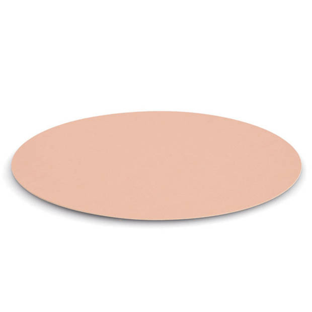 Zeller Placemats - lederlook - zalm roze - rond - 38 cm - tafel dekken - onderleggers - Placemats