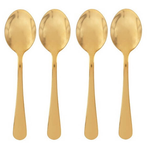 5five Theelepels/dessertlepels/koffielepels - 4x - goud - 14 cm - RVS - Theelepels