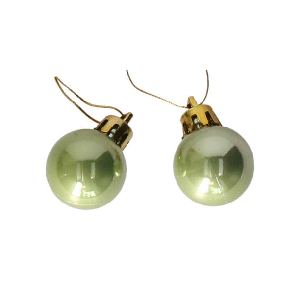 Othmar Decorations kerstballen - 24x st- 3 cm - salie groen - kunststof - Kerstbal