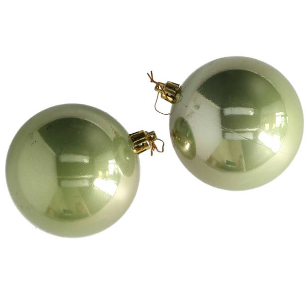 Othmar Decorations kerstballen - 18x st- 8 cm - salie groen - kunststof - Kerstbal