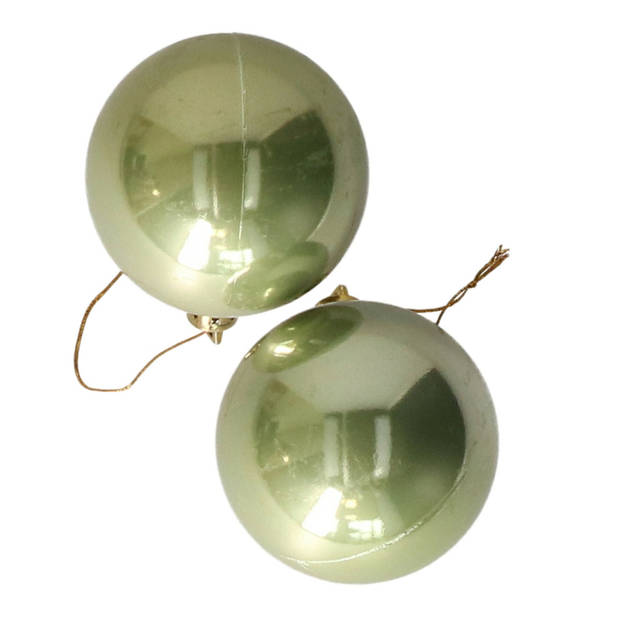 Othmar Decorations kerstballen - 18x st- 6 cm - salie groen - kunststof - Kerstbal