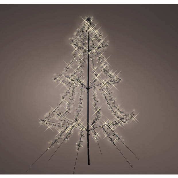 Lumineo Lichtboom - zwart - 200 cm - 1200 leds - warm wit - kerstverlichting figuur