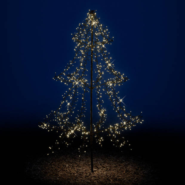 Lumineo Lichtboom - zwart - 200 cm - 1200 leds - warm wit - kerstverlichting figuur