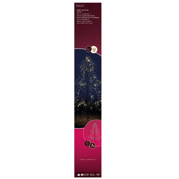 Lumineo Lichtboom - zwart - 200 cm - 1200 leds - warm wit - kerstverlichting figuur