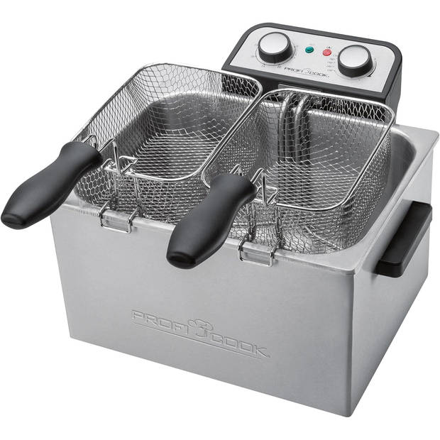 ProfiCook FR 1038 Dubbele Friteuse - Friteuse met 2 kleine & 1 grote mand - 3720 watt