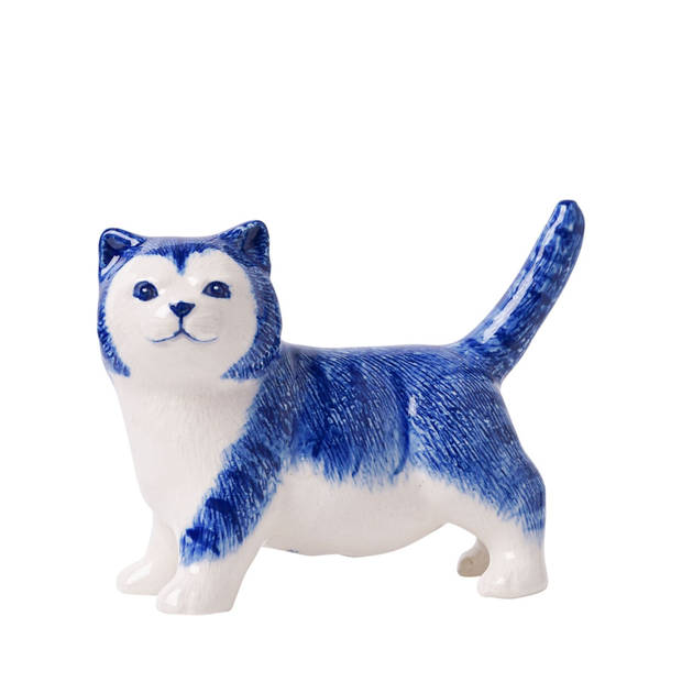 Heinen Delfts Blauw Decoratief figuur 'Poes'