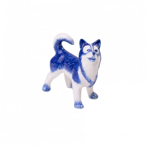 Heinen Delfts Blauw Decoratief minifiguur 'Husky'