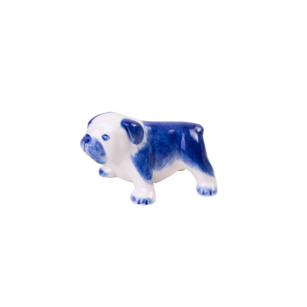 Heinen Delfts Blauw Decoratief minifiguur 'Bulldog'