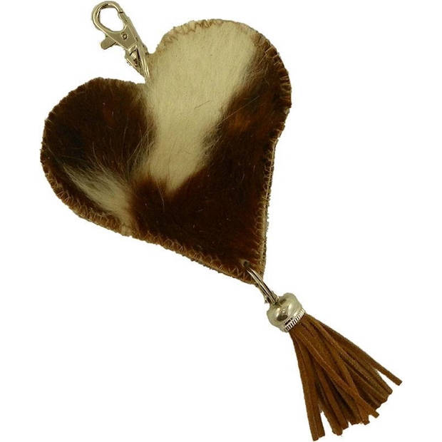 Mars & More Sleutelhanger 'Hart' 10cm, Bruin