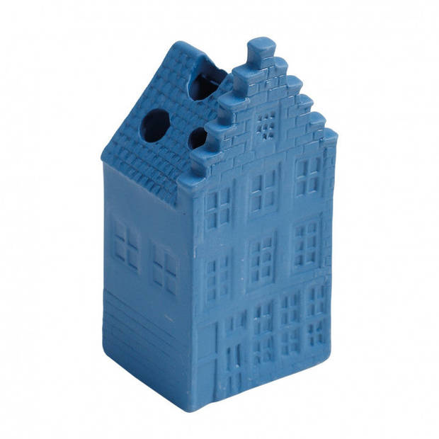 Heinen Delfts Blauw Droogbloemhuis 'Huis Trapgevel' Blauw