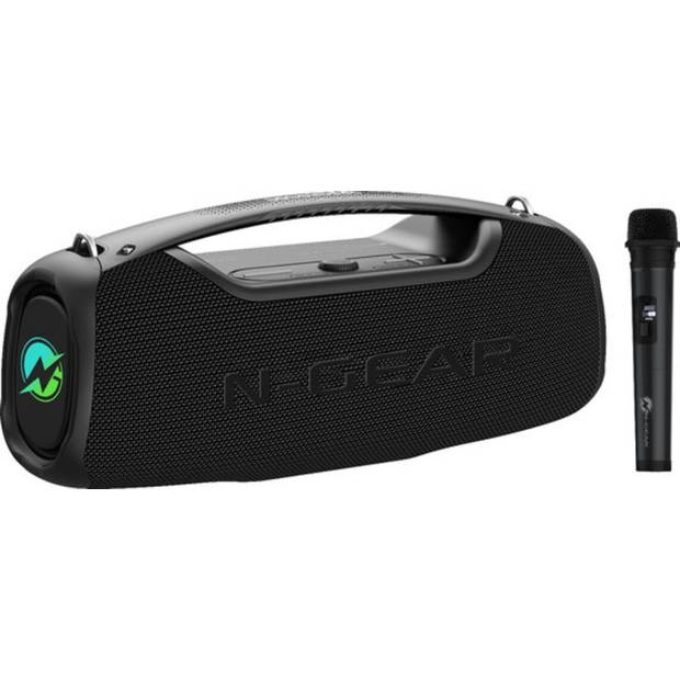 N-GEAR NRG500 - Bluetooth Speaker - Partybox met Verlichting & Microfoon - IPX5 Waterdicht - Zwart