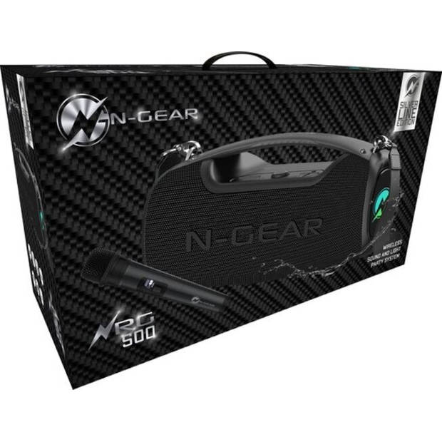 N-GEAR NRG500 - Bluetooth Speaker - Partybox met Verlichting & Microfoon - IPX5 Waterdicht - Zwart