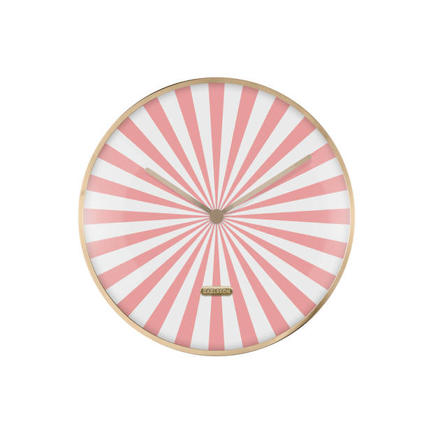 Karlsson - Wandklok Candy Swirl Dome - Flamingo pink & white- Ø40cm